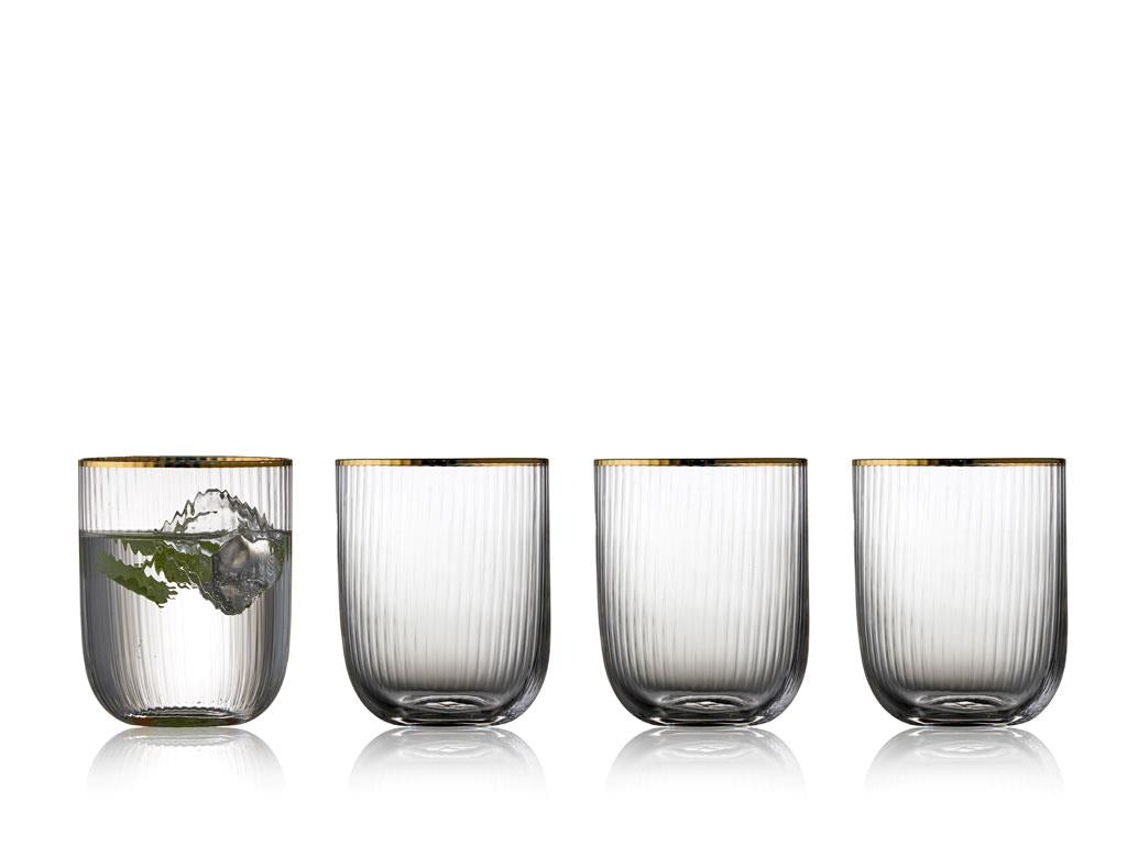 Lyngby Glas Tumbler Palermo drikkeglas guld, 35cl - 4stk. - Bahne